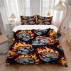 3pcs Bedding Set Flaming Skulls Includes 1 Comforter + 2 Pillowcases, Without Pillow Inserts, Soft Comfortable,a0909136
