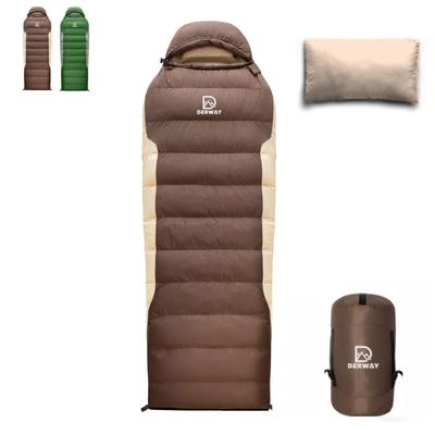 Sac de couchage en duvet Derway avec oreiller Plus léger et plus chaud que Convient pour les urgences en extérieur et en voiture Convient pour quatre et l'hiver Duvet 500g