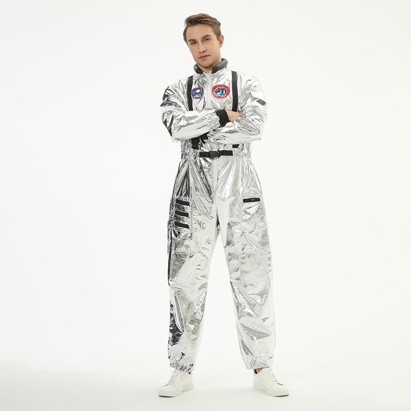 Unisex Astronaut Costume Cosplay Jumpsuit Halloween Party Space Theme Role Play Outfit