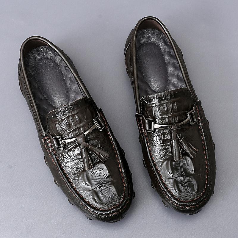 Fashion Luxury Fashion Italian Black Genuine Leather Loafers Handmade Soft Bottom Casual Leather Dress Shoe Slip On Outdoor Walking Shoe