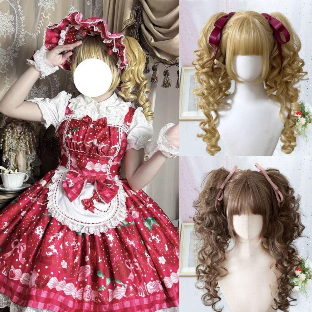 Cosplay Princess Cut Double Ponytail Synthetic Halloween Harajuku Wig Lolita Wig with Bangs Party