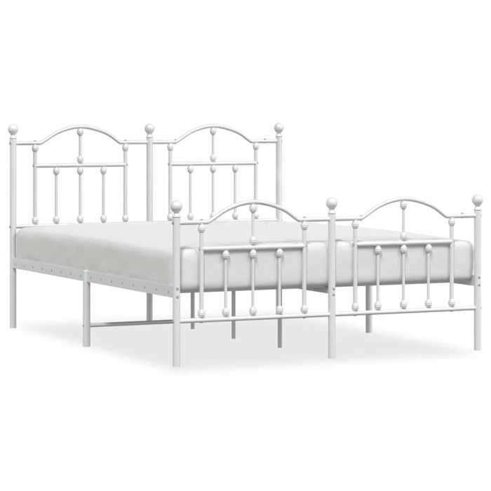 VidaXL Metal Bed Frame with Headboard-Footboard White 140x200cm 353507