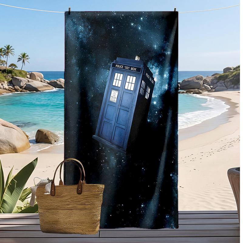Doctor Who's TARDIS Printed Quick Dry Beach Towel Super Absorbent Soft Lightweight Bath Towel for Pool Summer Travel
