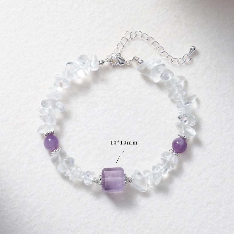 Aquamarine & White Crystal Beaded Bracelet: Fairy Summer Style for Girls, Sweet & Simple Fashion Hand Jewelry with a High-End Feel