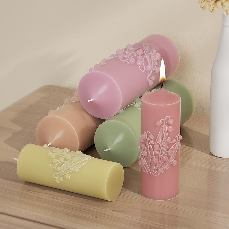 Bell Orchid Cylindrical Candle Silicone Mold DIY Gypsum Aromatherapy Plaster Resin Candle Mold for Candle Making