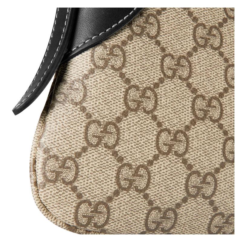 Gucci shoulder bag GG Emblem GG Emblem adjustable strap with zipper closure, coated canvas and leather, hand-held bag, super mini, women's black