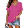 Women Casual Summer T Shirt V Neck Short Sleeve Solid Color Top Clothing