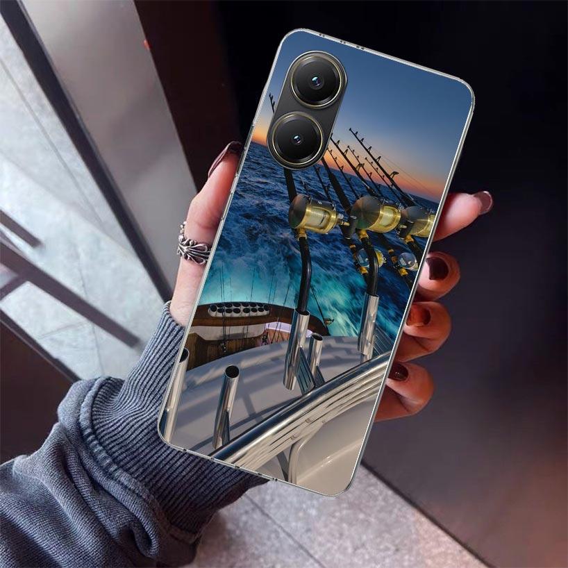 Carp Fish Fishing Rod Hook Phone Case For Xiaomi Poco X5 X6 X7 Pro F7 Ultra M7 Redmi 15C 15 13C 13 12C 12 10 10C 10A 9 9C 9T 9A