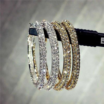 Moda Exquisite Rhinestone Biżuteria Kolczyk Cyrkonia Kobiety Kolczyki Ear Hoop Casual Codzienne randki