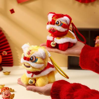 2026 New Year Lion Dance Doll with a Bell Hanging Design Chinese Spring Festival Ornament Cute Material Lion Hanging