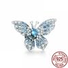 925 Sterling Silver Blue Butterfly Puffer Fish Bead Rainbow Parrot Squid Dangle Charm Fit Original Fasion Bracelet Jewelry Gift
