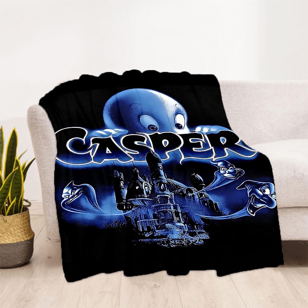 1pc Casper the Friendly Ghost Outdoor Blanket Lightweight Flannel, Soft & Warm, All Season Use for Sofa, Outdoor, Camping, Living Room, Office, Chair