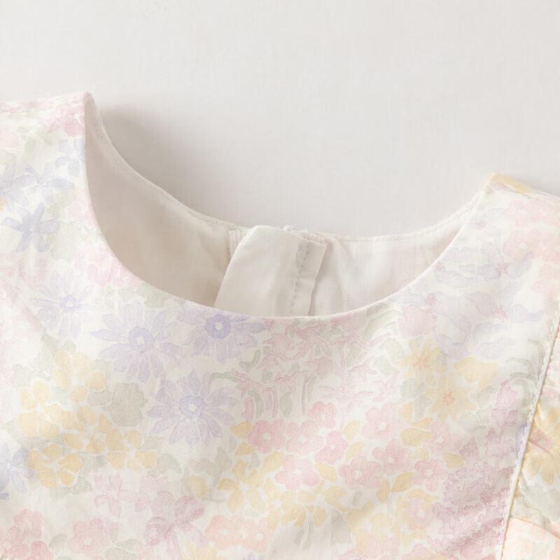 DAVE & BELLA Girls' Summer Flower Print Top & Nine-Point Pants Set