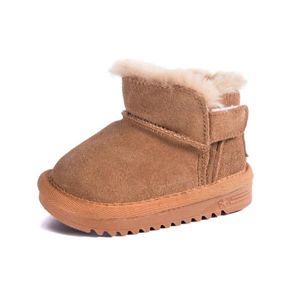 Winter  Baby Snow Boots Leather Thick Plush Warm Toddler Kids Shoes  Little Girls Boys Boots EU 15-25