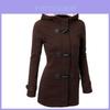 Damen Kapuzenjacke aus Baumwoll-Polyester-Mischung mit Reißverschluss und Hornknöpfen Figurbetonter Schnitt Schicke Pendler-Außenbekleidung