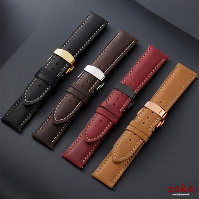 Genuine Calfskin Leather Watchband Business Stitching Brown Strap 14/16/18/20/22/24mm Watch Band for DW Butterfly Clasp Bracelet