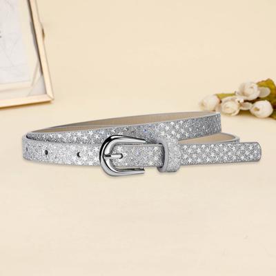 Cintura per bambini con design multiforo, lunghezza regolabile, cintura in jeans, abito, cintura in similpelle, accessorio decorato con paillettes