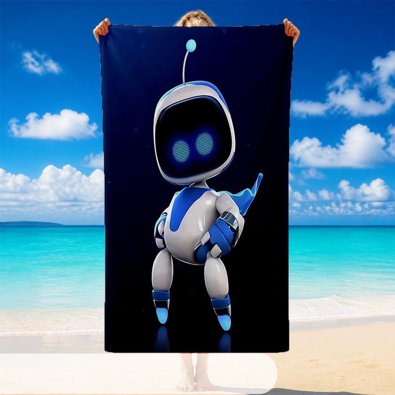 Quick Dry Beach Towel Astro Bot Pattern, Lightweight Absorbent Towel for Pool Beach Vacation Use