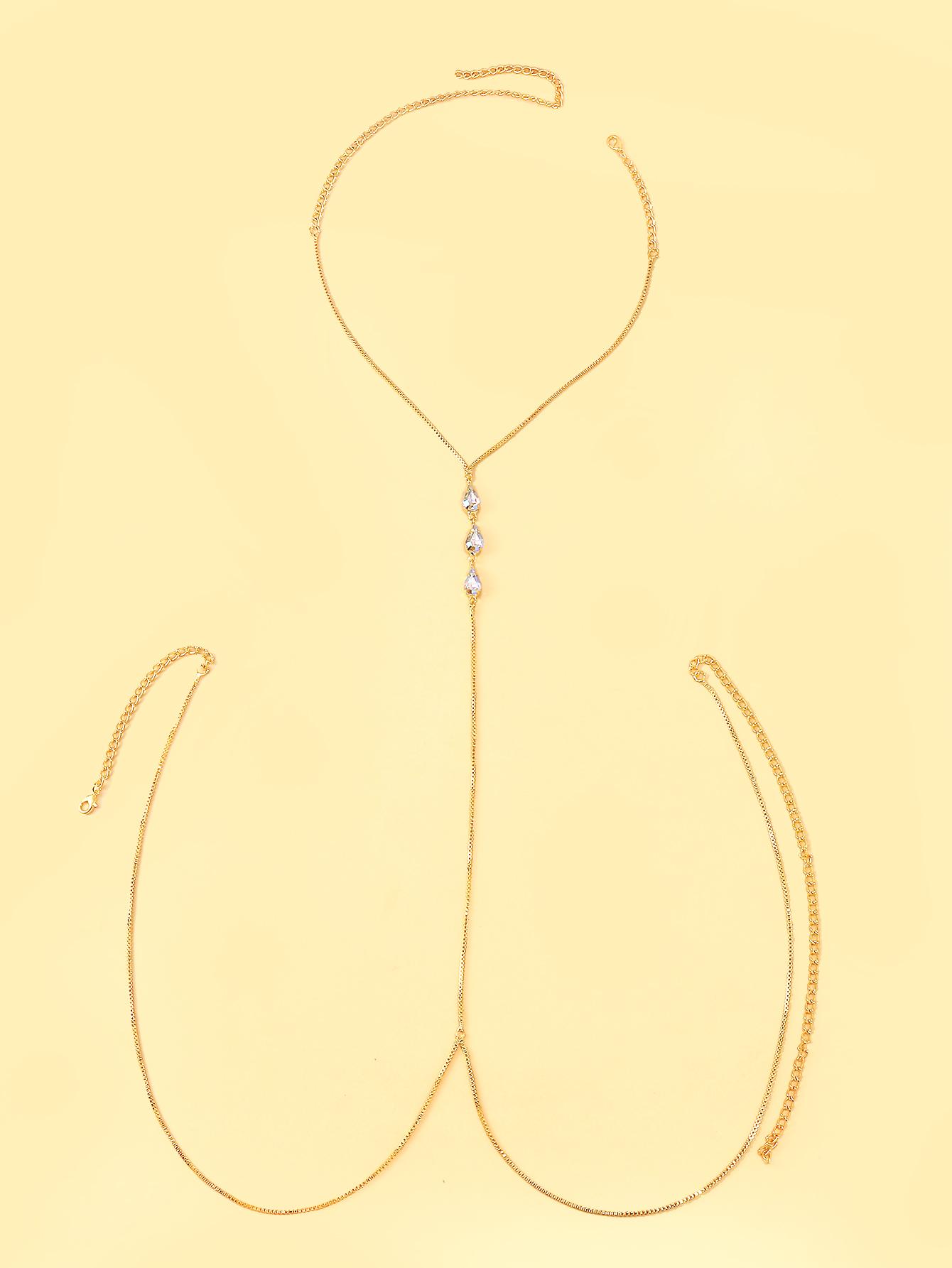 StoneFans Sexy Pure Lust Water Drop Zircon Body Chain Bikini Jewelry Ladies Luxury Sense Seaside Party Accessories Gifts