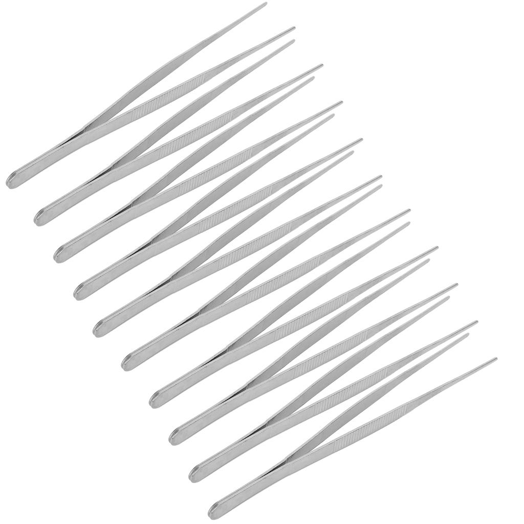 10Pcs Animal Surgical Tweezer Stainless Steel Straight Tweezer with Serrated Tips