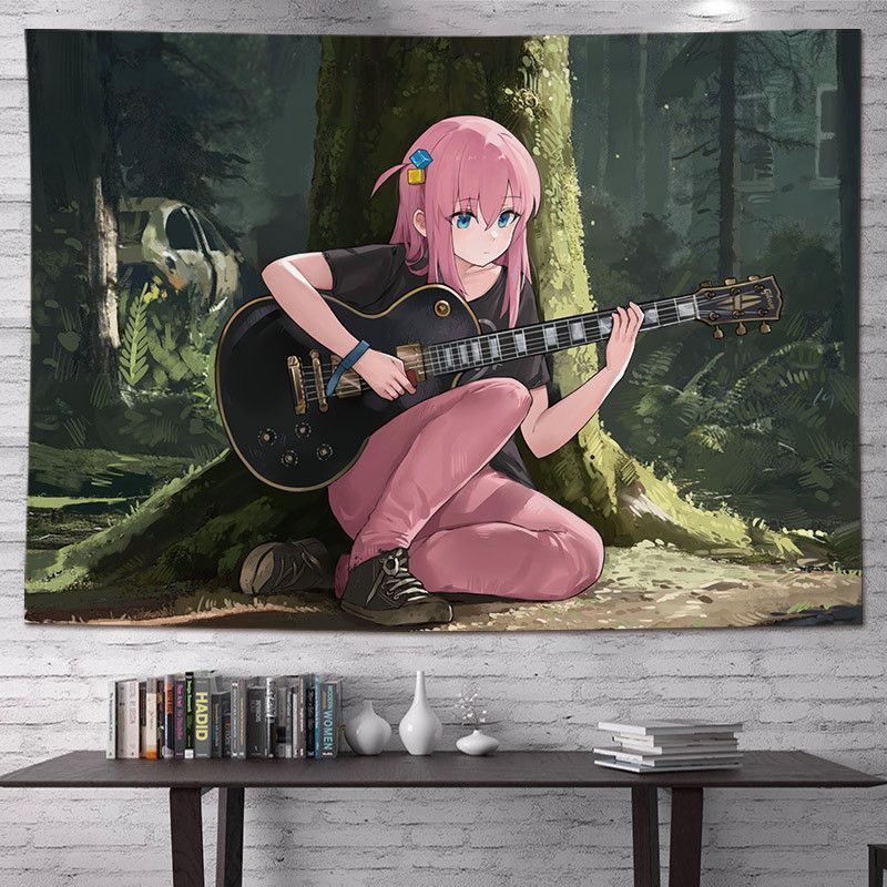 Bocchi The Rock Four Girls Sleeping Wall Tapestry Anime Kawaii Cute Room Home Decor Artistic Gift Soft Durable Cozy Retro