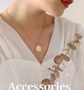 Elegant Gold-Plated Titanium Steel Necklace with Oval White Sea Shell Pendant