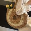 Large Capacity Straw Bag Women's 2025 New Summer Seaside Vacation Beach Bag Commuter Shoulder Handheld Woven Bag