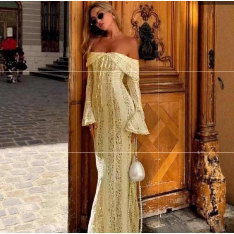 Elegant One-Shoulder Lace Bandeau Dress for Women