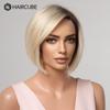 HAIRCUBE Bob Human Hair Wigs Ombre Light Blonde Pixie Cut Lace Front Wigs for Women Side Parted Straight Transparent Lace Wig