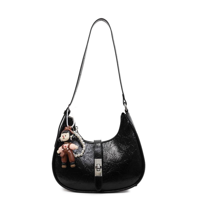 

Women s Bag New Fashion Armpit Bag Solid Color Handbag Fashion Messenger Bag Shoulder Bag no pendant чорний