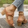 Fashion Hook Loop Thick High Heel Sandals Women Hollow Out Summer Beach Sandles Woman Plus Size Anti-Slip Platform Sandalias De Mujer
