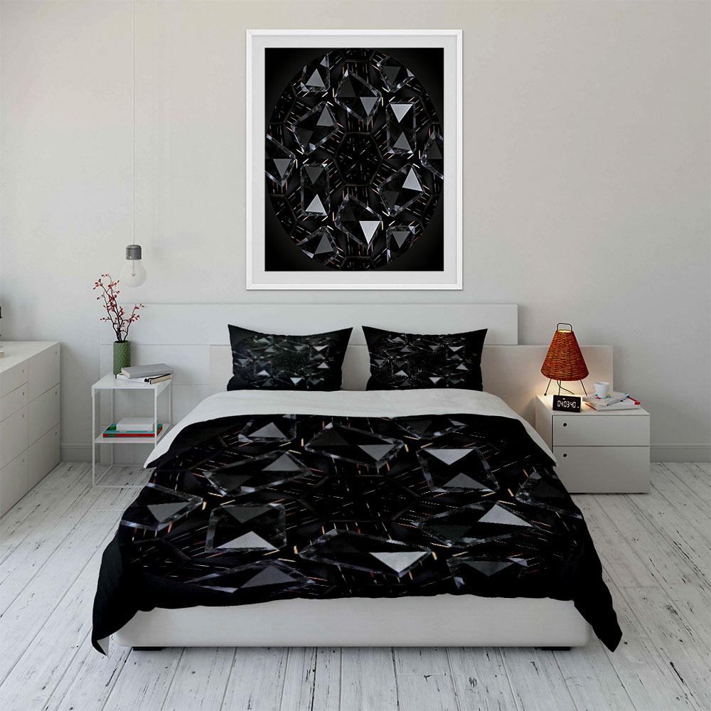 Crystal Geometric Decor Set Soft Comfortable Duvet Cover Bedding Set Included 1*Duvet Cover & 2*Pillowcases, Gift