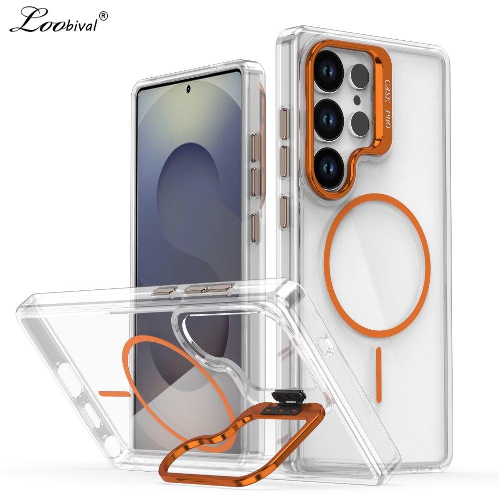 Transparent for Bracket Case for Samsung Galaxy S26 S2 Ultra S24 Plus S23 FE A A6 A16 A4 A3 A1 Camera Stand Cover