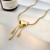 Stainless Steel Three-dimensional Smooth Heart-shaped Tassel Pendant Vacuum Plated 18K Gold Necklace