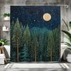 Moonlit Evergreen Forest Shower Curtain, Earthy Bathroom Decor, Serene Woodland Scene Home Decor, Bathroom Accent Autumn