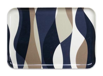 TATSU-CRAFT NR Lunch Tray, Large, Scandinavian Wave Blue, Non-Slip, Microwave-Safe, Stylish Plastic Tray, Available In Large and Small, Square and