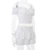Women's Off-Shoulder Ruffle Mini Skirt Set - Sexy French Style Top with Sweet and Spicy Flair