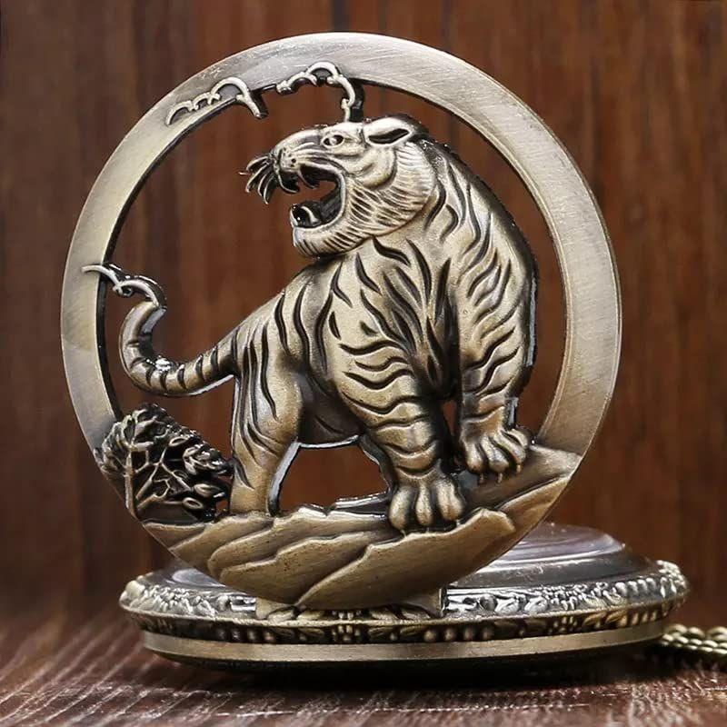Tiny Tim Vintage Tiger Cutout PockeTiger Keychain for Men & Boys | Antique Brass Finish