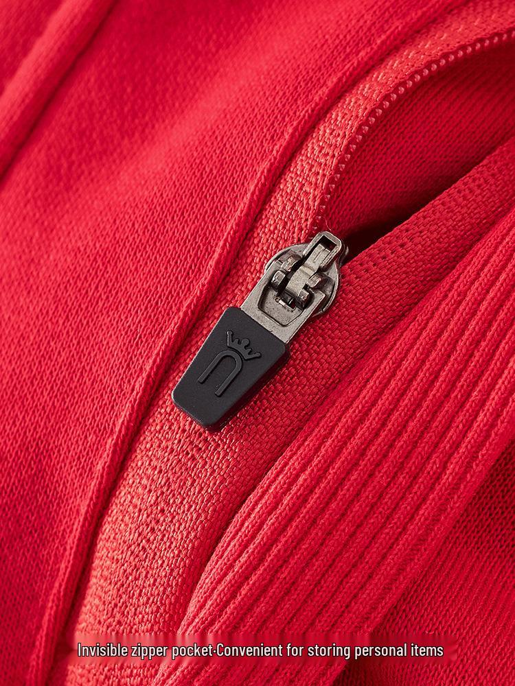 GAGN Women's Red Korean Style High Waist Long Pants - Plus Size Casual 2025