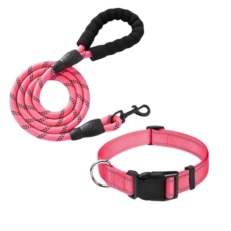 Hundeleine mit Halsband, Langlebige einziehbare P-Seilleine für mittelgroße bis große Hunde, Robuste Trainingsleine zum Spazierengehen