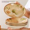Set aus 2 kreativen tiefen Keramik-Suppentellern, rund, mit Jasminblumen-Unterglasur