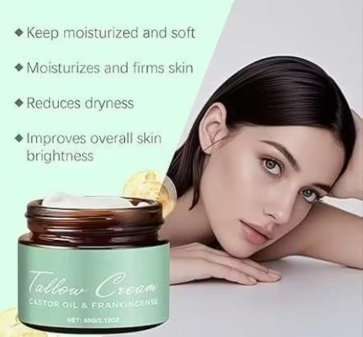 Grass-Fed Tallow with Frankincense Oil, Organic Beef Tallow Moisturiser for Face & Body, Natural Hydration & Repair Balm for Dry Sensitive Skin (P