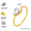 Minimalist Water Drop White Zircon Women Ring, Wave Drop Stainless Steel Ring, Gold Plated Waterproof Luxury Jewelry