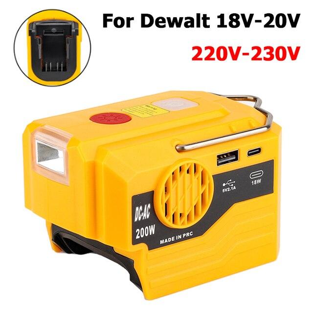 AC 220V For Makita/Ryobi/Bosch/Dewalt/Milwaukee 18V Lithium Battery Outdoor Inverter Generator 200W Inverter Power LED