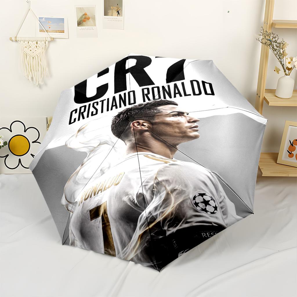 Ronaldo's Powerful Football Legend Cr7 Outdoor Automatic Umbrella Compact 8-Rib Lightweight Foldable Design Travel Essential Outdoor Accessory