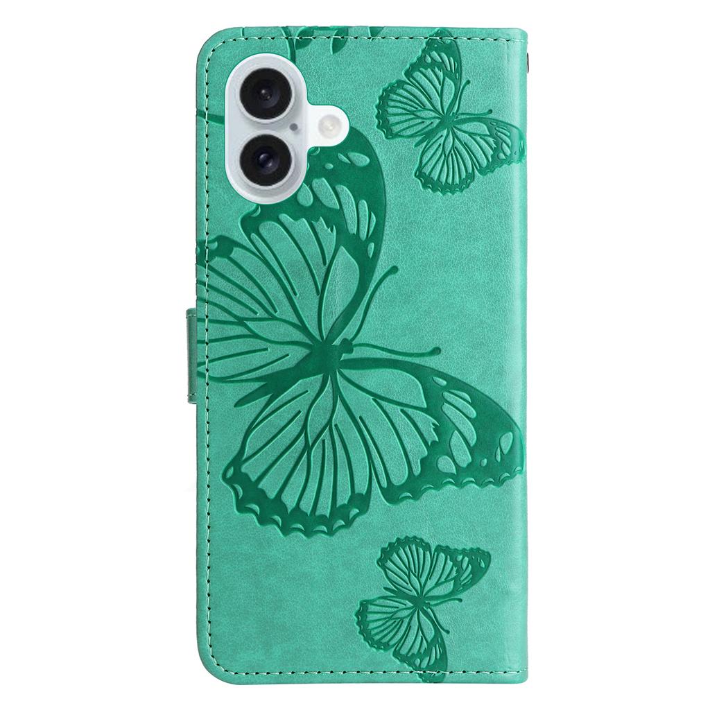 For iPhone 16 Plus Wallet Case Floral Butterfly Imprinted Leather Phone Cover Stand