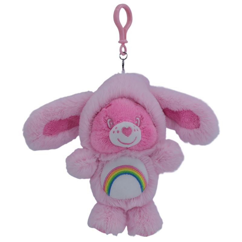 Care Bears Rabbit Ear Plush Keychain Furry Fluffy Pendant Bag Charm Trendy Key Holder Fashion Bag Decoration Cartoon Key Ring