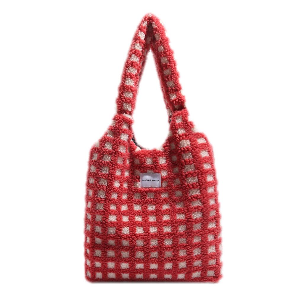 Korean Version Ins Style College Style Autumn Winter Fluffy Single Shoulder Bag for Women Cute Student Handbag Large Capacity Tote Bag Trendy