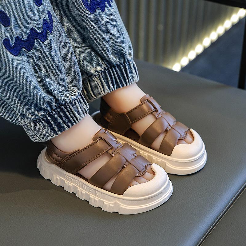 Children's Sandals Men's Summer Slippers-year-old Soft-soled Non-slip Children's Sports Leather Beach Sandals Baby Toddler Shoes