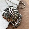 Vintage Exaggerated Metal Large Shell Shape Tassel Water Drop Pendant Necklaces for Women Party Heavy Jewelry Fashion Accessory